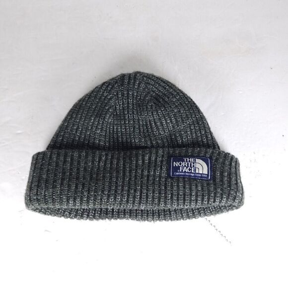 The North Face Unisex OS The Salty Dog Green Arcylic Ribbed Cuffed Beanie Hat - Picture 10 of 11